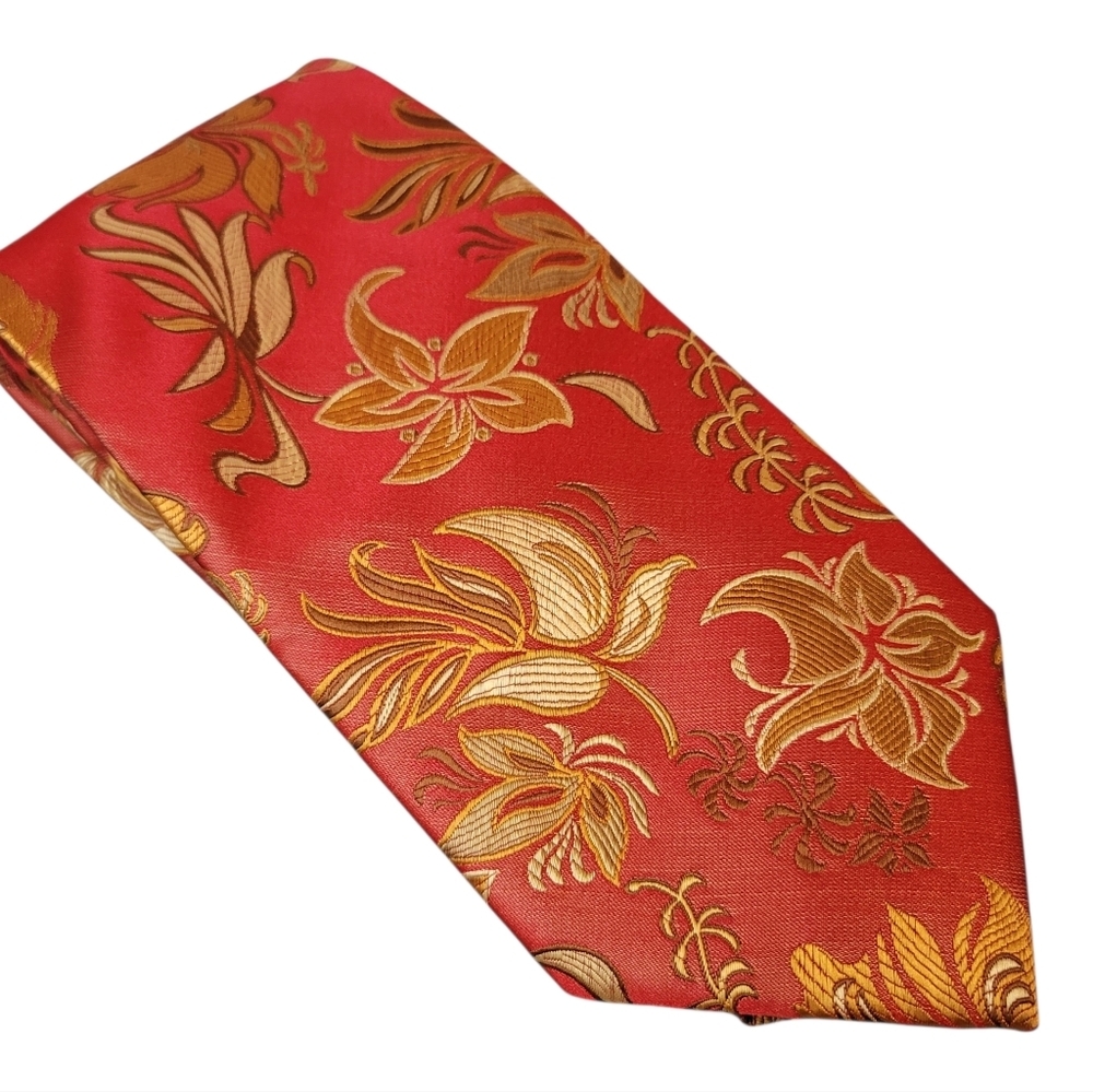 "Why Not Tie" Tie by Larritus Red Gold 100% Microfiber